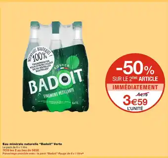 Monoprix Badoit eau minérale naturelle verte offre