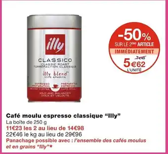 Monoprix Illy café moulu espresso classique offre