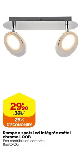 Weldom Rampe 2 spots led intégrée métal chrome loob offre