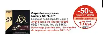 Monoprix L’or capsules espresso forza x 50 offre