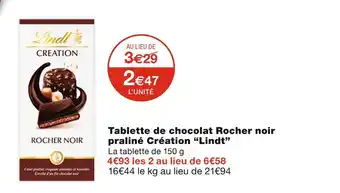 Lindt tablette de chocolat rocher noir praliné création