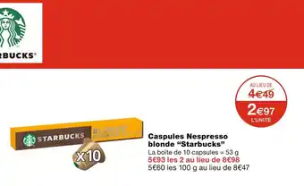 Starbucks caspules nespresso blonde