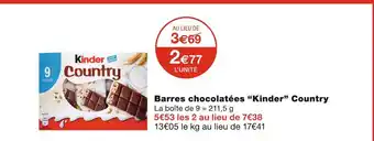 Monoprix Kinder barres chocolatées country offre