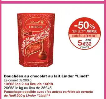 Monoprix Lindt bouchées au chocolat au lait lindor offre