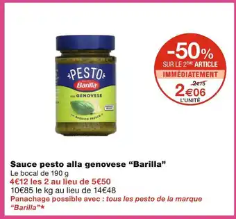 Monoprix Barilla sauce pesto alla genovese offre