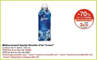 Monoprix Lenor adoucissant liquide envolée d’air offre
