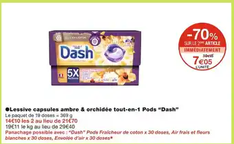 Monoprix Dash lessive capsules ambre & orchidée tout-en-1 pods offre