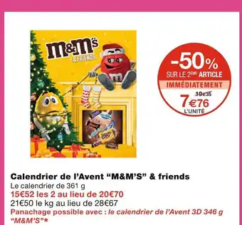 Monoprix M&m’s calendrier de l’avent & friends offre