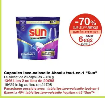Monoprix Sun capsules lave-vaisselle absolu tout-en-1 offre