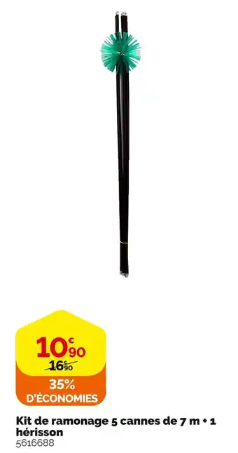 Weldom Kit de ramonage 5 cannes de 7 m + 1 hérisson offre