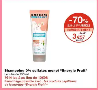 Monoprix Energie fruit shampoing 0% sulfates monoï offre