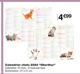 Monoprix Oberthur calendrier chats 2024 offre