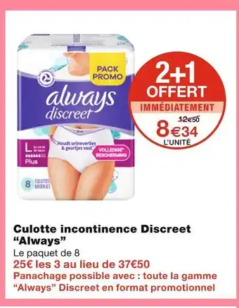 Monoprix Always culotte incontinence discreet offre