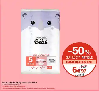 Monoprix Monoprix bébé couches t5 11-25 kg offre