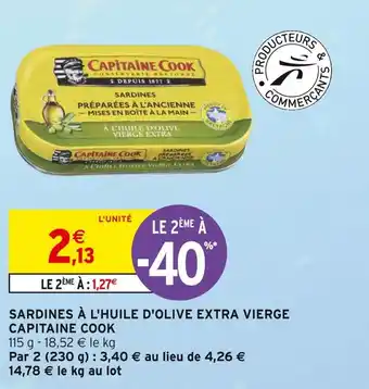 Intermarché Capitaine cook sardines à l'huile d'olive extra vierge offre