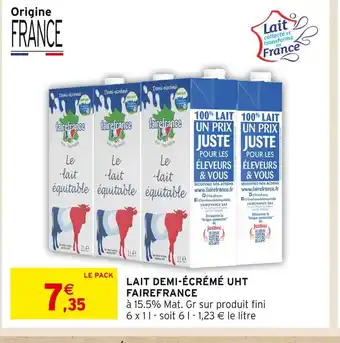 Intermarché Fairefrance lait demi-écrémé uht offre