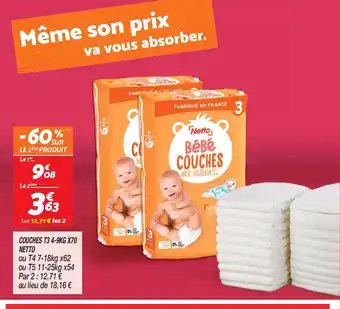 Netto COUCHES T3 4-9KG X70 NETTO offre