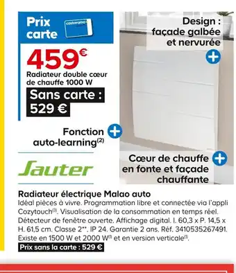 Castorama Radiateur double cœur de chauffe 1000 W offre