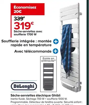 Castorama Sèche-serviettes avec soufflerie 1700 W offre