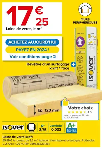 Castorama Laine de verre kraft offre