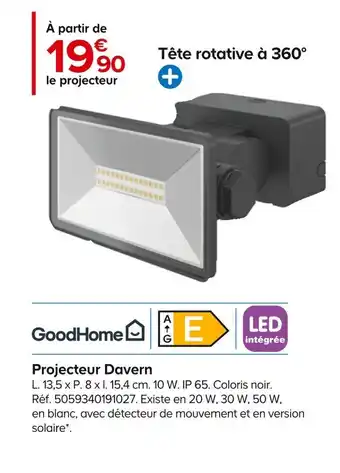 Castorama Projecteur Davern offre