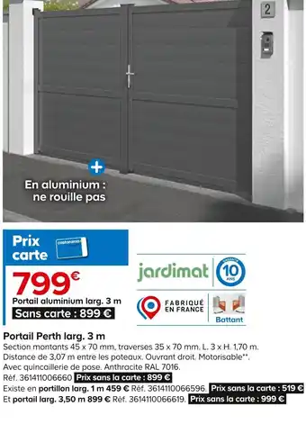 Castorama Portail Perth larg. 3 m offre