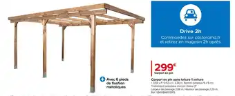 Carport en pin sans toiture 1 voiture