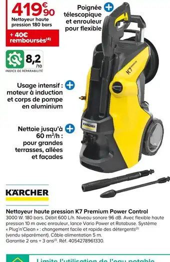 Castorama Nettoyeur haute pression K7 Premium Power Control offre