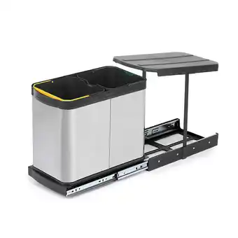 Bricorama Emuca poubelle de recyclage recycle inox pour cuisine, 2 x 12 l, fixation au sol et extraction manuelle offre