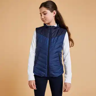 Decathlon Doudoune équitation sans manches enfant - 500 bleu turquin et marine offre