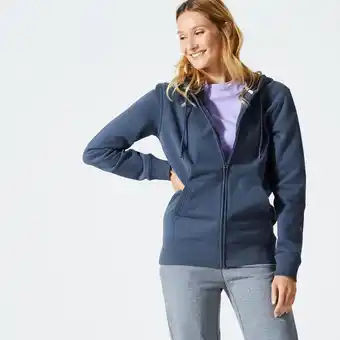 Decathlon Sweat zippé fitness femme - 500 essentials gris abysses offre