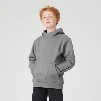 Decathlon Sweat à capuche mixte, chaud enfant - 900 gris chiné moyen offre