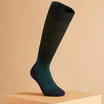 Decathlon Chaussettes équitation adulte chaudes bleu/vert 500 warm offre