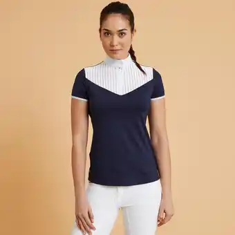 Decathlon Polo de concours équitation manches courtes femme - 500 marine offre