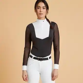 Decathlon Polo de concours équitation manches longues femme - 900 noir offre
