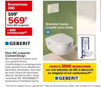 Castorama Geberit pack wc suspendu cocktail design offre