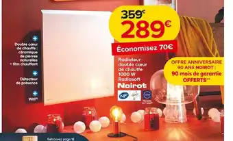 Castorama Noirot radiateur double cœur de chauffe 1000 w radiasoft offre