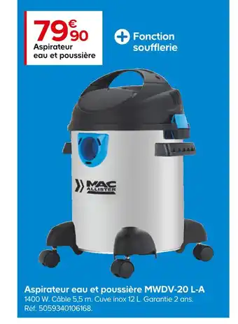 Castorama Mac allister aspirateur eau et poussière mwdv-20 l-a offre