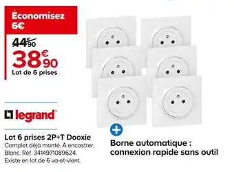 Castorama Legrand lot 6 prises 2p+t dooxie offre