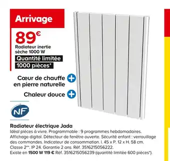 Castorama Radiateur électrique jada offre