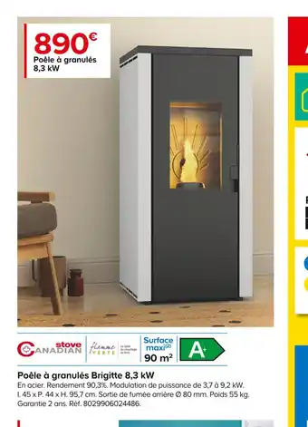 Castorama Canadian stove poêle à granulés brigitte 8,3 kw offre