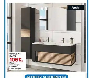 Castorama Archi meuble sous-vasque l. 120 cm + plan vasque offre