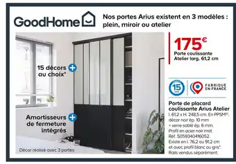 Castorama Goodhome porte de placard coulissante arius atelier offre