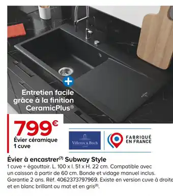 Castorama Villeroy & boch évier à encastrer subway style offre