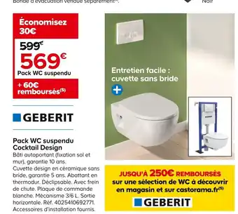 Castorama Pack WC suspendu Cocktail Design offre