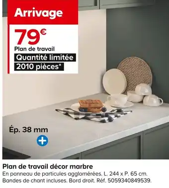 Castorama Plan de travail décor marbre offre