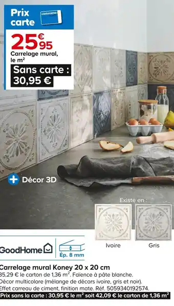 Castorama Carrelage mural Koney 20 x 20 cm offre