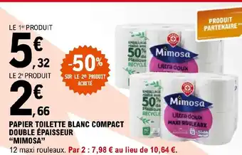 E.Leclerc PAPIER TOILETTE BLANC COMPACT DOUBLE ÉPAISSEUR offre