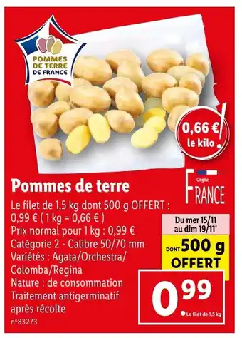 Lidl Pommes de terre offre