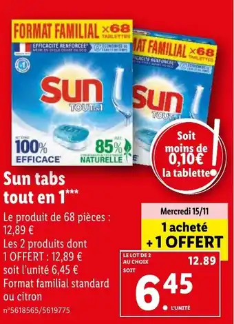 Lidl Sun tabs tout en 1 offre